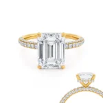 COCO Emerald Lab Diamond & Diamond 18k Yellow Gold Hidden Halo Triple Pavé Ring