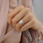 COCO Oval Lab Diamond Platinum Petite Hidden Halo Triple Pavé Shoulder Set