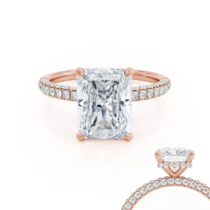 COCO Radiant Lab Diamond 18k Rose Gold Petite Triple Pavé Hidden Halo