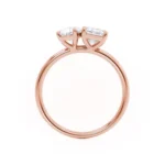 COMET Toi Et Moi Lab Diamond Emerald & Pear Cut Ring 18k Rose Gold