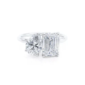 COMET Toi Et Moi Lab Diamond Emerald & Pear Cut Ring 950 Platinum