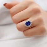 DIANA Blue Sapphire & Lab Diamond 18k Yellow Gold