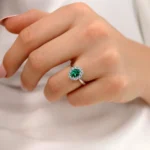DIANA Emerald & Lab Diamond 950 Platinum Halo