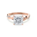 EDEN Princess Cut Lab Diamond 18k Rose Gold Vine Solitaire