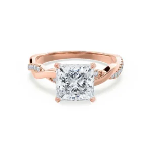 EDEN Princess Cut Lab Diamond 18k Rose Gold Vine Solitaire