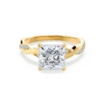 EDEN Princess Cut Lab Diamond 18k Yellow Gold Vine Solitaire