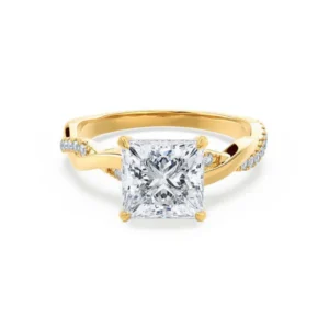 EDEN Princess Cut Lab Diamond 18k Yellow Gold Vine Solitaire