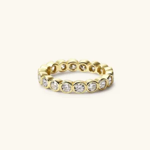 4mm Moissanite Round Cut Bezel Eternity Ring
