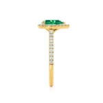 HARLOW Pear Emerald & Diamond 18k Yellow Gold Halo