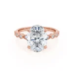 HOPE Oval Lab Diamond 18k Rose Gold Shoulder Set Ring
