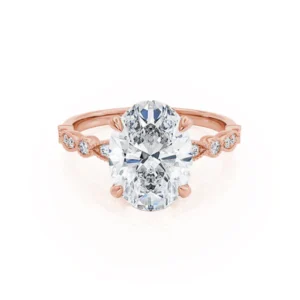 HOPE Oval Lab Diamond 18k Rose Gold Shoulder Set Ring