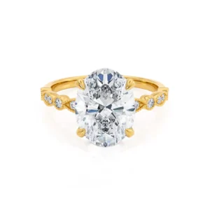 HOPE Oval Lab Diamond 18k Yellow Gold Shoulder Set Ring