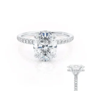 LIVELY Oval Lab Diamond Platinum Petite Hidden Halo Pavé Shoulder Set