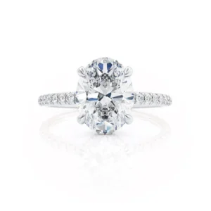 LIVELY Oval Lab Diamond Platinum Petite Hidden Halo Pavé Shoulder Set