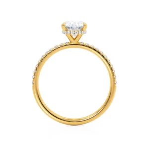 LIVELY Oval Lab Diamond 18k Yellow Gold Petite Hidden Halo Pavé Shoulder Set