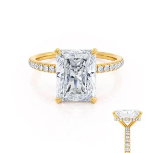 LIVELY Radiant Lab Diamond 18k Yellow Gold Micro Pavé Hidden Halo