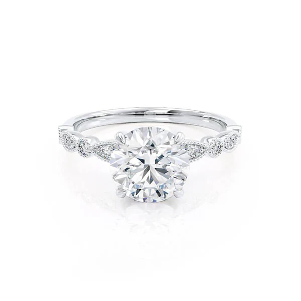 HOPE Round Lab Diamond 950 Platinum Shoulder Set Ring