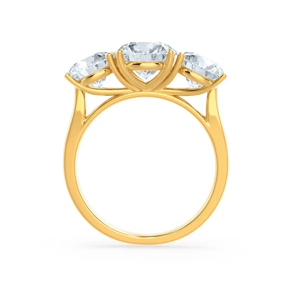 LEANORA Round Lab Diamond 18k Yellow Gold Trilogy Ring