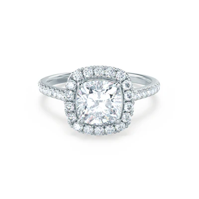 VIOLETTE Ready to Ship 2.00ct Cushion Diamond Petite Halo Platinum Engagement Ring