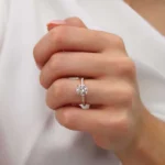 LIVELY Round Lab Diamond 18k Yellow Gold Petite Hidden Halo Pavé Shoulder Set Ring