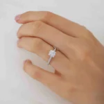 LIVELY Round Lab Diamond 950 Platinum Petite Hidden Halo Pavé Shoulder Set Ring