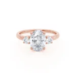 LOUELLA Oval Lab Diamond 18k Rose Gold Trilogy Ring