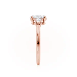 LOUELLA Oval Lab Diamond 18k Rose Gold Trilogy Ring