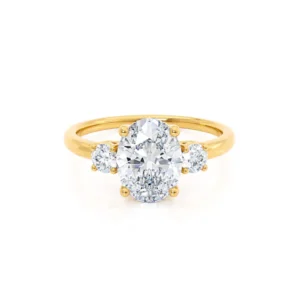 LOUELLA Oval Lab Diamond 18k Yellow Gold Trilogy Ring