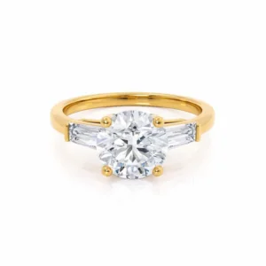LOVETTA Round & Baguette Lab Diamond 18k Yellow Gold Trilogy