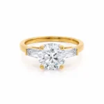 LOVETTA Ready to Ship 2.04ct Round & Baguette Lab Diamond 18K Yellow Gold Trilogy
