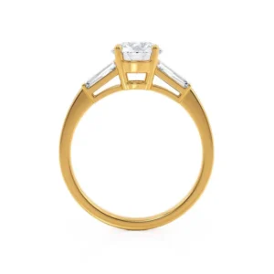 LOVETTA Ready to Ship 2.04ct Round & Baguette Lab Diamond 18K Yellow Gold Trilogy