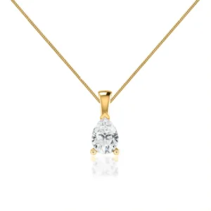 LUCINDA Pear Lab Diamond 3 Claw Pendant 18k Yellow Gold
