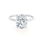 LULU Elongated Cushion Lab Diamond 18k White Gold Petite Solitaire