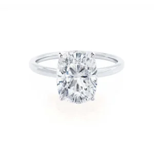 LULU Elongated Cushion Lab Diamond 18k White Gold Petite Solitaire