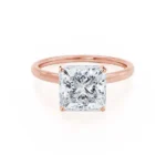 LULU Princess Lab Diamond 18k Rose Gold Petite Solitaire