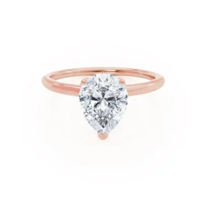 LULU Pear Lab Diamond 18k Rose Gold Petite Solitaire
