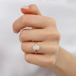 PARIS Elongated Cushion Lab Diamond 18k Yellow Gold Hidden Halo