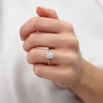 PARIS Elongated Cushion Lab Diamond Platinum Hidden Halo