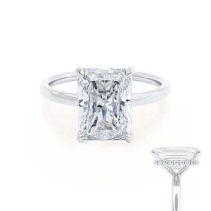 PARIS Radiant Lab Diamond Platinum Hidden Halo Solitaire