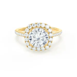 BLUSH Round Lab Diamond 18k Yellow Gold Petite Halo Ring