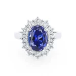 DIANA Blue Sapphire & Lab Diamond 950 Platinum Halo