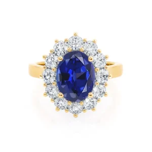 DIANA Blue Sapphire & Lab Diamond 18k Yellow Gold