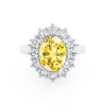 DIANA Yellow Sapphire & Lab Diamond 950 Platinum Halo