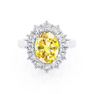 DIANA Yellow Sapphire & Lab Diamond 950 Platinum Halo