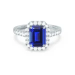 ESME Grown Blue Sapphire & Diamond Platinum Halo