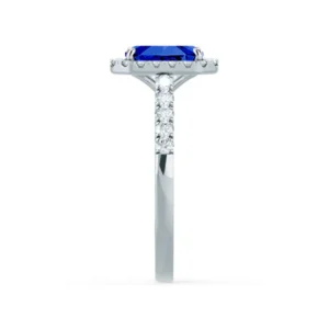 ESME Grown Blue Sapphire & Diamond Platinum Halo