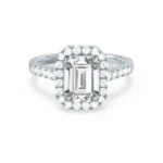 ESME Emerald Lab Diamond & Diamond 18k White Gold Halo