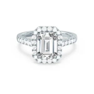 ESME Emerald Lab Diamond & Diamond 18k White Gold Halo