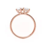 CELESTE Toi et Moi Lab Diamond Emerald & Pear Diamond Band Ring 18k Rose Gold
