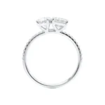 CELESTE Toi et Moi Lab Diamond Emerald & Pear Diamond Band Ring 18k White Gold